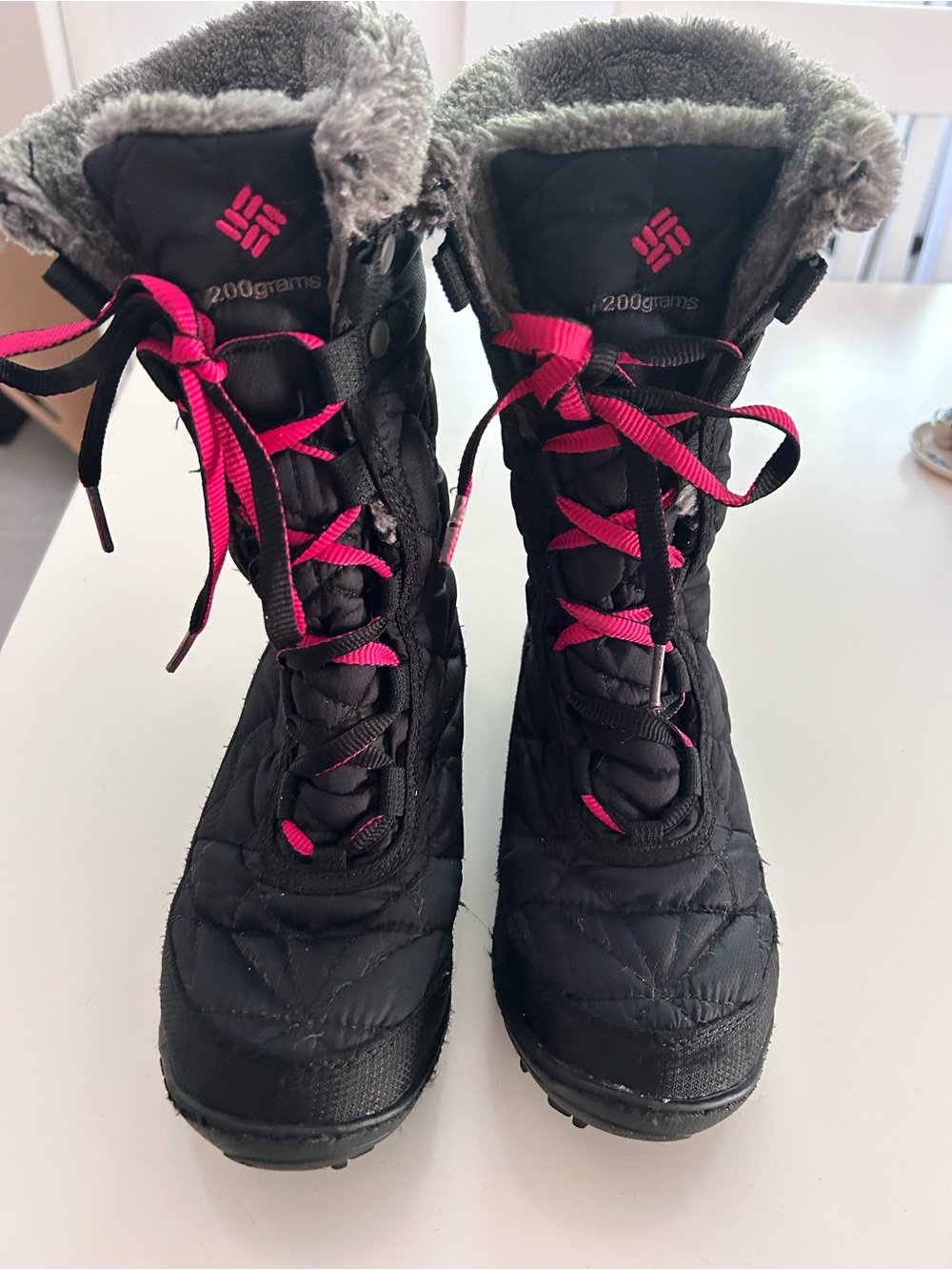 Columbia Black and Pink Winter Lace Up Boots